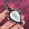 Rainbow Moonstone Gemstone Pendant Copper Wire Wrapped Jewelry Handmade Pendant