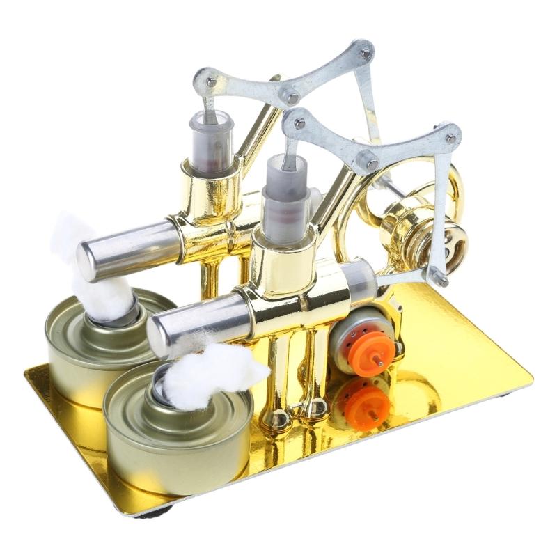 Stirling Double Engine Motor Model Physics Science Experiment Engine Model Educational Toy Electricity Generator