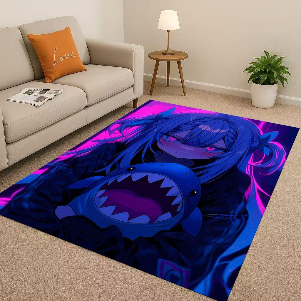 Anime Gawr Gura Hololive Cartoon Cute Girl Living Room Non Slip Area Rug Carpet for Bedroom Playroom Sofa,Home Decor Doormat