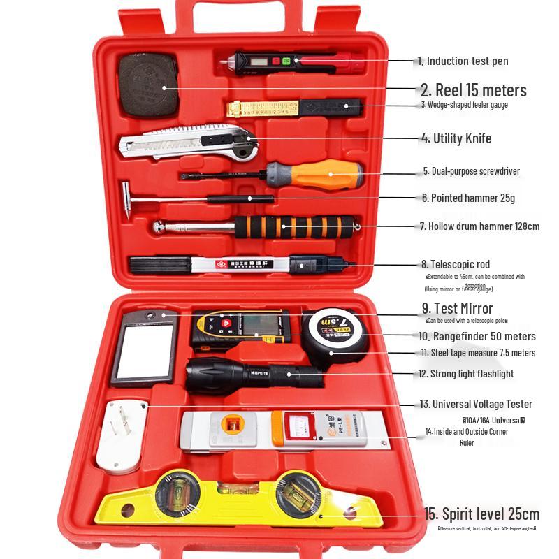 Professional Multifunctional Empty Drum Inspection Tool Set with 2m Straight Edge and Toolbox