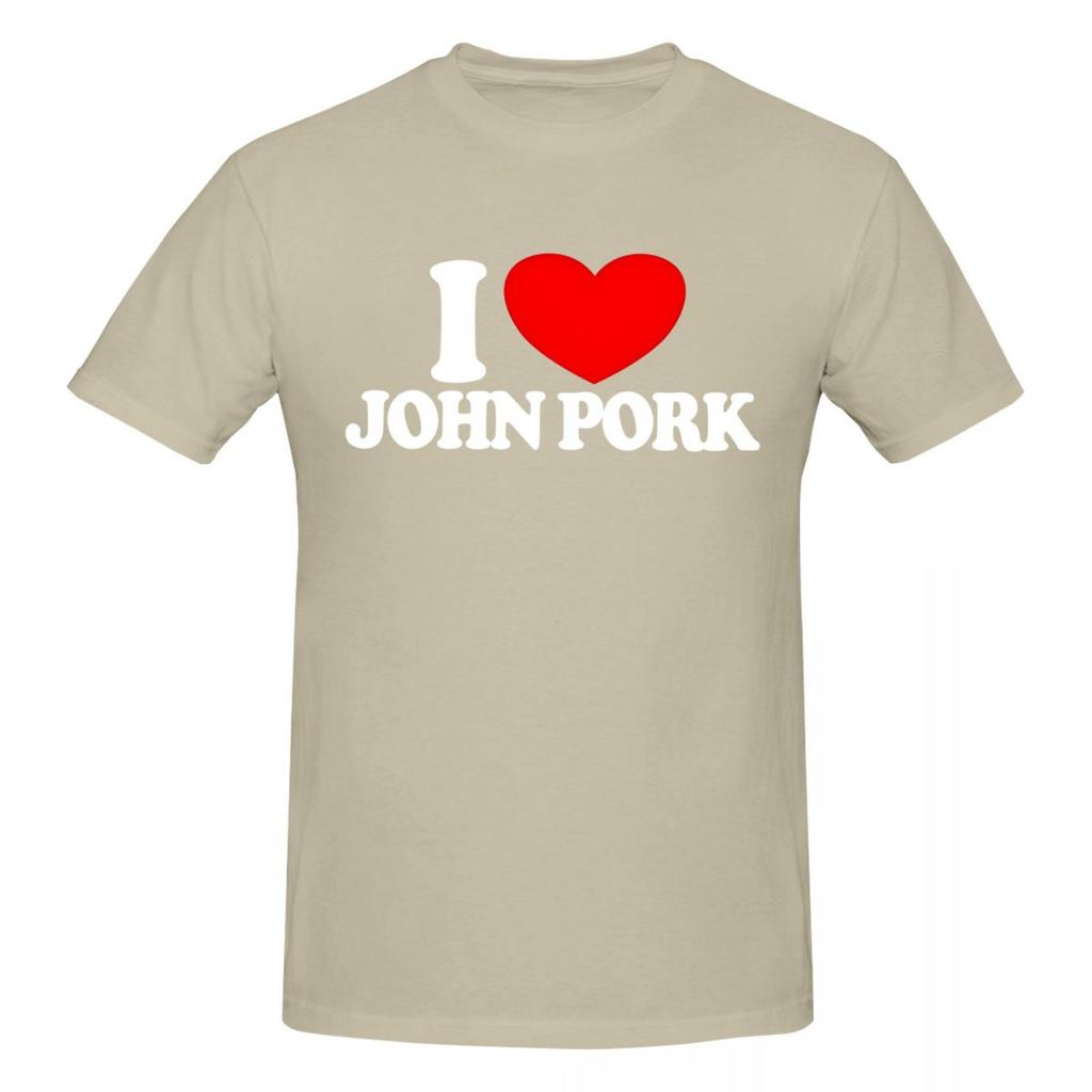 Women Unisex T-Shirts I Love John Pork Red Heart Vintage Cotton Tees Short Sleeve T Shirt Crewneck Clothing Printed
