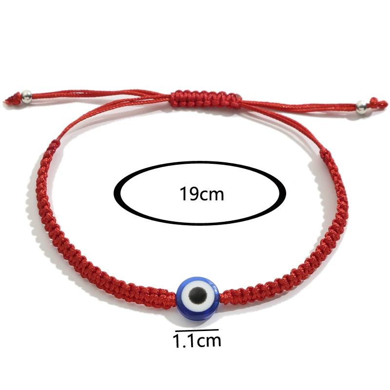 1PC Evil Eye Bracelet Handwoven Adjustable Friendship Cord with Blue Eye Charm - Stretchable Spiritual Protection Anklet for Women Men 15-30cm