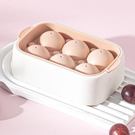 Silicone Sphere Ice Cube Tray with Lid Large Round Ball Mold for Whiskey Cocktails Easy-Release Stackable BPA-Free Ice Cube Maker for Home Bar Party