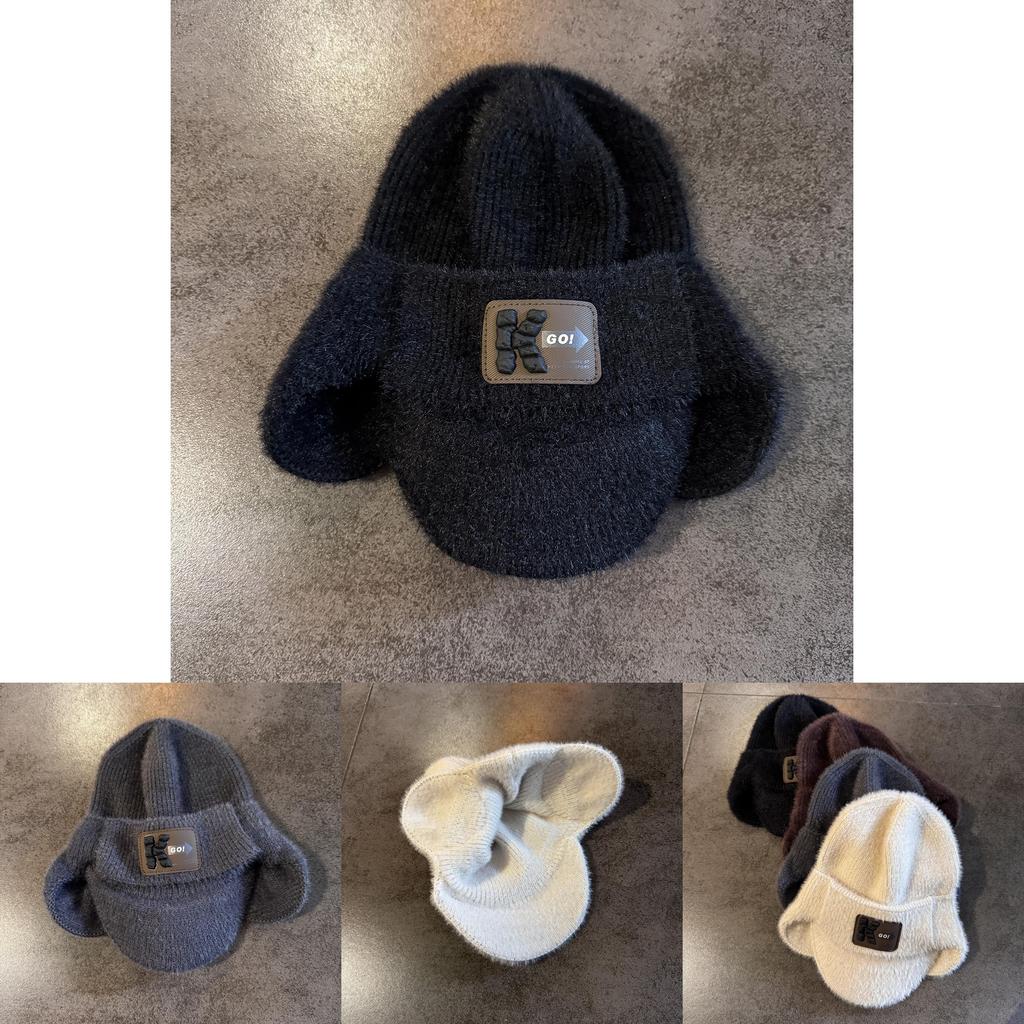 Mens Knitted English Letter Beanie With Warm Fleece Lining For Winter Sports