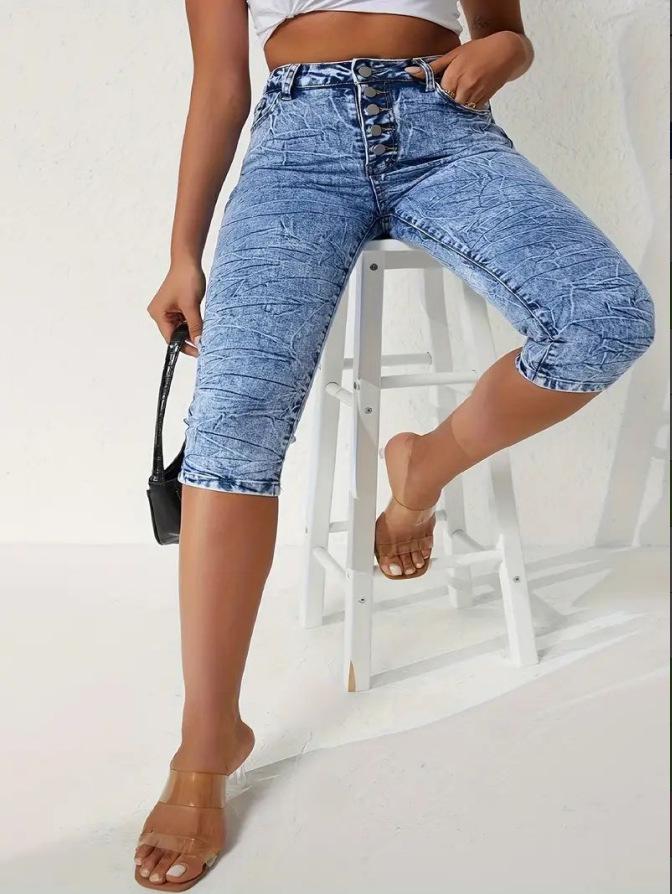 High-Waisted Light Denim Jeans for Women - Summer Spicy Style, High-Elastic Tight Fit