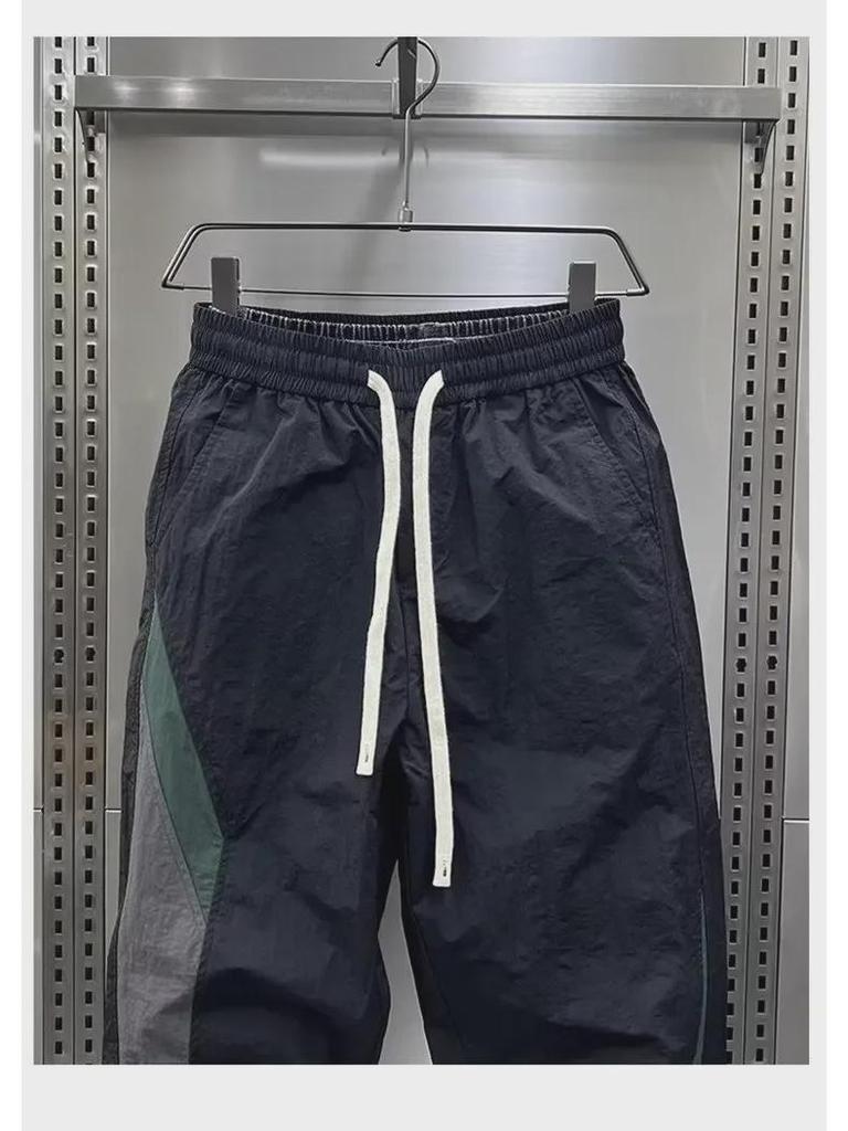 2024 Men's Spring/Autumn Loose Harem Pants with Elastic Waist and Contrast Cuffs