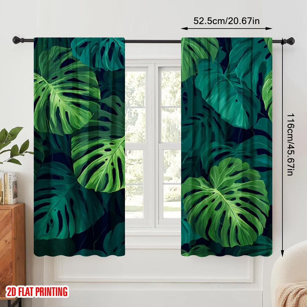 2pcs  2D plane printing Contemporary Curtains Jungle Canopy Versatile Polyester Fabric (without rod) Room Decor Ldeal for Bedroom