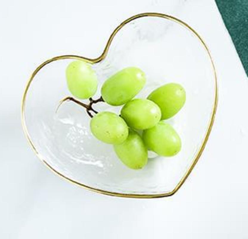 Creative Glass Bowl for Fruit Bowl for Fruit Salads Pasta Bowl for Rice Crystal Glass Bowl Heart Shaped Golden Glass Bowl Decoration Breakfast Tablewa