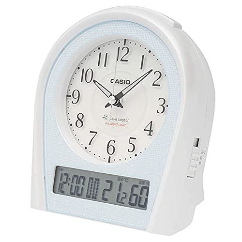 CASIO TTM-160NJ-8JF Alarm Clock, Radio-Controlled, Silver, Analog, Always-On, Temperature, Humidity, Calendar