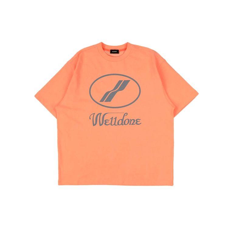 We11Done Reflective Letter Logo Printed Cotton Short Sleeve T-Shirt Unisex Tops Orange WD-TP5-19-930-OR