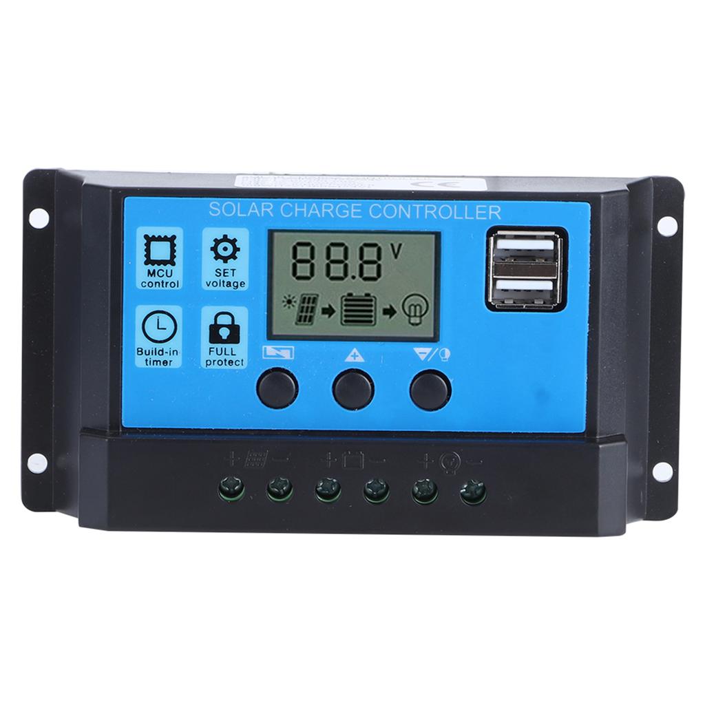 60A Solar Charge Controller with Dual USB Port 5V Auto PWM LCD Display Solar Panel Battery Regulator