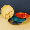 2pcs Round Food  Plate Plastic Meal Measure Dish Portable Divided Dinner Plate  Kindergarten
