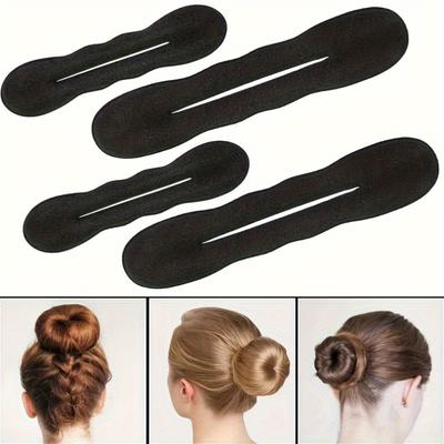 2 Pcs Fashion Bun Maker Sponge Plastic Ring Curling Tool for Women Daily Use Hair Accessories