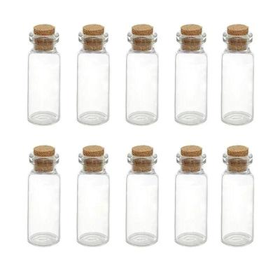 10 Pezzi Piccoli Barattoli di Cristallo Trasparente 1mL Mini Bottiglie di Vetro con Tappi di Sughero per Candele Oli Essenziali Lavoretti Fai da Te Decorazione