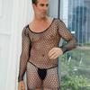 Men'S Sexy Mesh Lingerie One-Piece Bodycon Dress Crotchless Erotic Nightwear Cool Male Sexy Underwear For Boyfriend