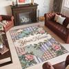 Floral Theme Crystal Velvet Rug Personalized Custom Name Text Soft Floor Mat Home Decor