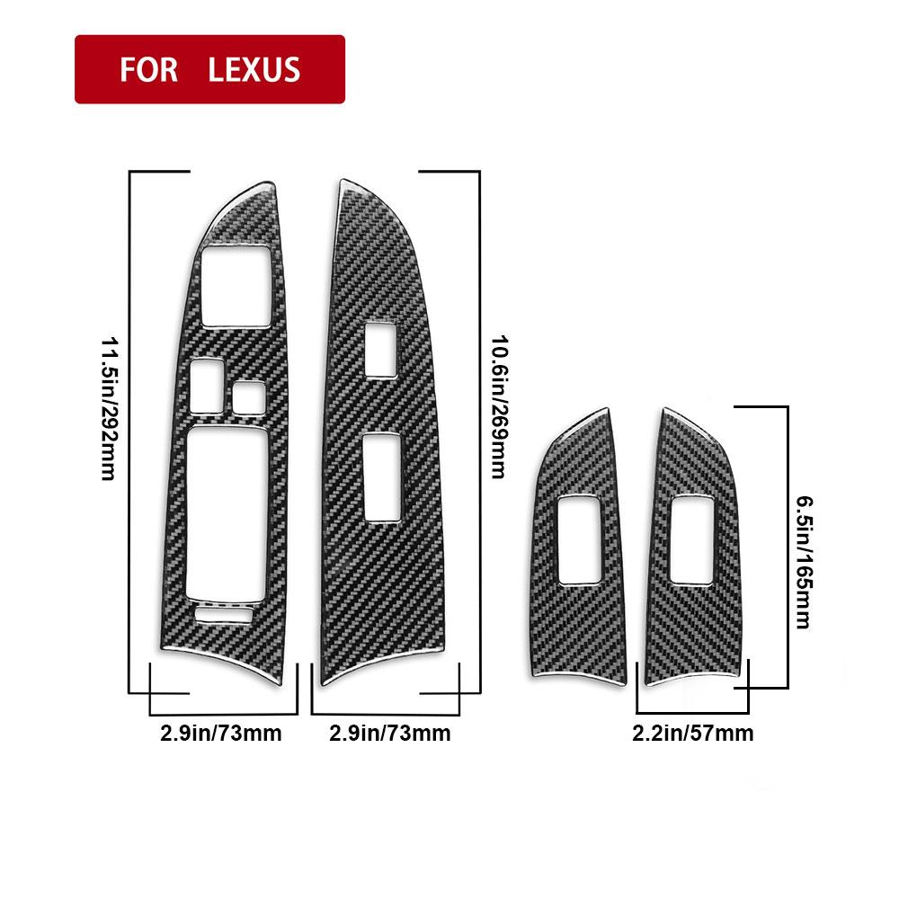 4pcs Carbon Fiber Window Lift Switch Panel Cover Trim For LEXUS IS250 IS350 2006-2008