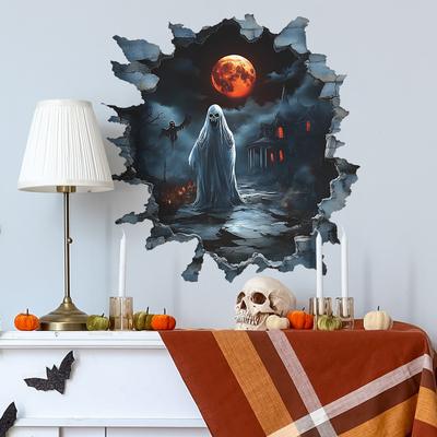 Halloween Kreative Wanddurchbruch Gesichtsloser Geist Schlafzimmer und Wohnzimmer Atmosphärendekoration Aufkleber