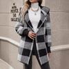 Fuzzy Fleece Open Front Hooded Cardigan Jackets Sherpa Outerwear Coats with Pockets Women's Cozy Soft Flannel Jacket, Warm Checkered Outerwear