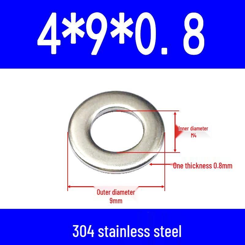 304 Stainless Steel Flat Gasket Washer, Metal Spacer for M2-M20.