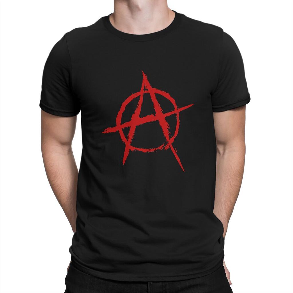 Anarchy Anarchist Symbols Red 100% CottonTshirt Homme Men's Clothing Polyester T Shirt for Men