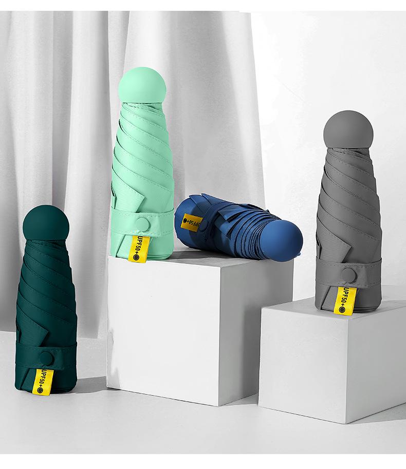 50% Off Mini Portable Capsule Umbrella - Ladies' Gift, Custom Print, Black Glue Sunshade Parasol