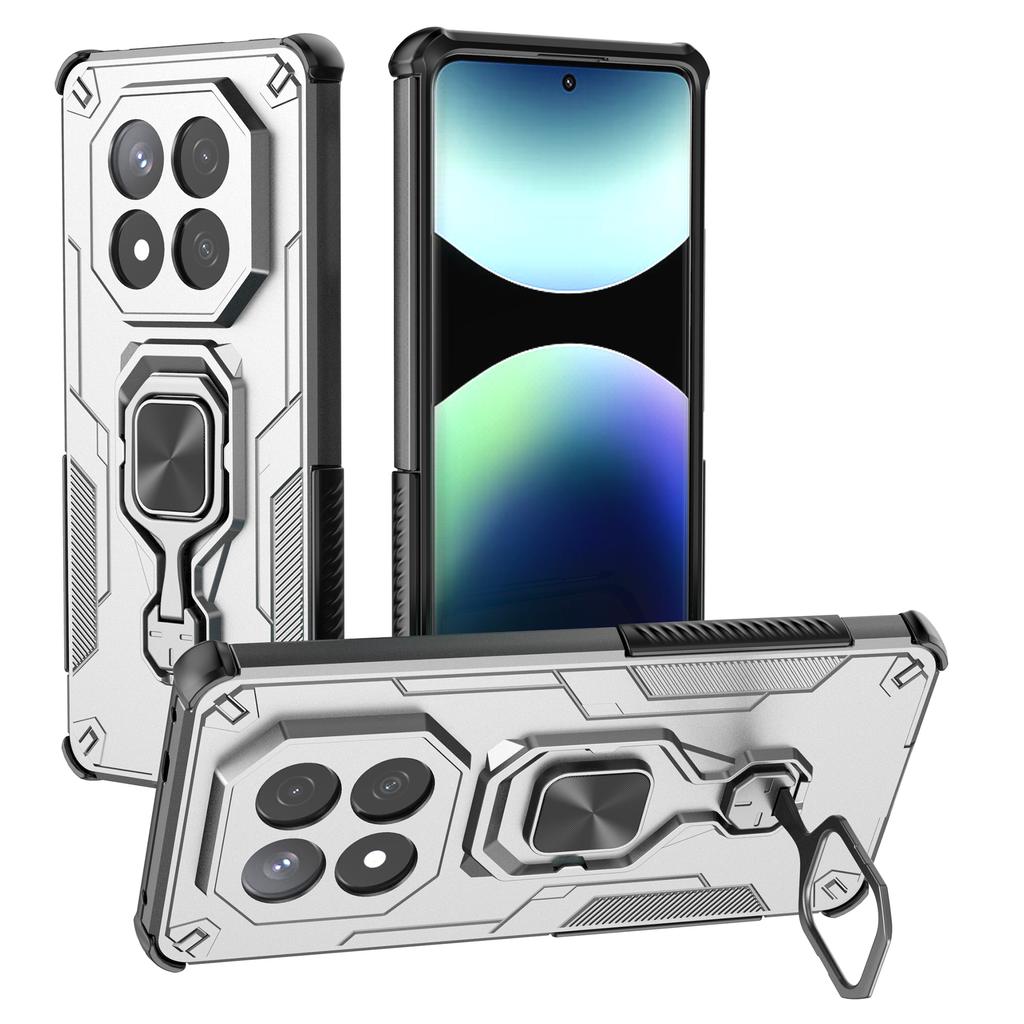 For Xiaomi Redmi Note 14 Pro+ 5G Case Rotatable Ring Kickstand PC+TPU Shockproof Phone Cover
