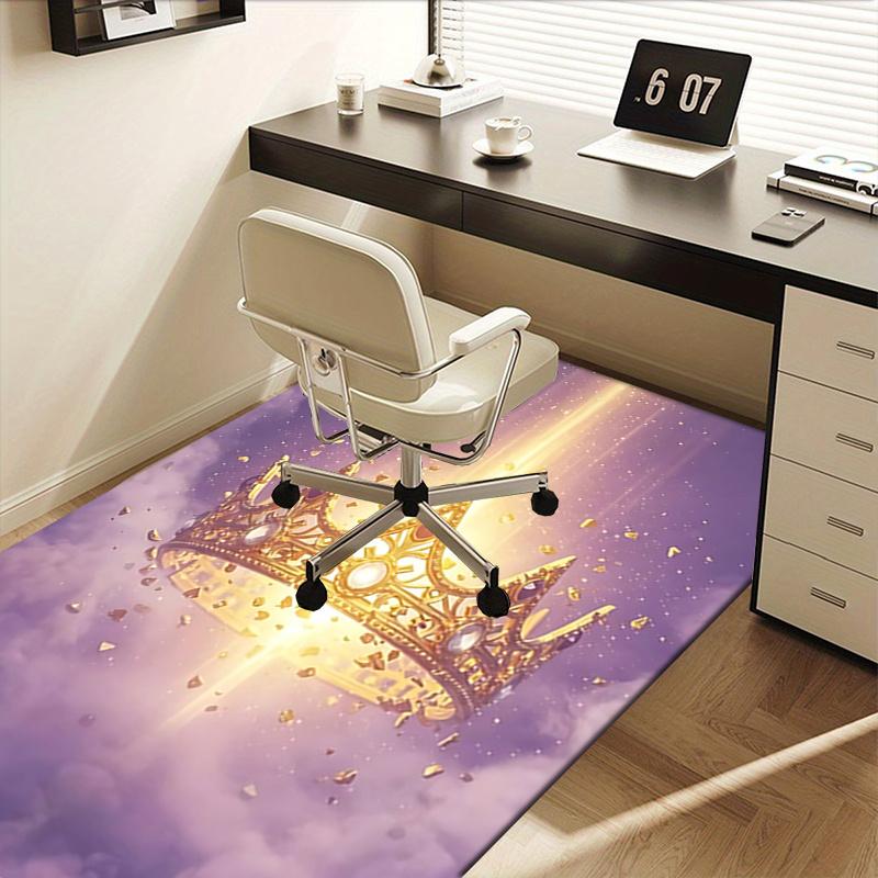 Golden Crown Chair Mat Office Carpet, Oversized Rug for Home Decor, Sofa Mat, Desk Pad Gift, Suitable for Bedroom, Living Room, Various Rooms