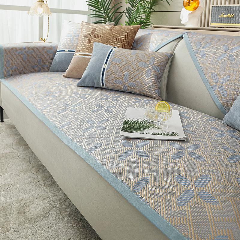 Poduszka na sofę Summer Ice Silk Rattan Mata siedzisko poduszka na lato antypoślizgowa cztery pory roku uniwersalny prosty pokrowiec na sofę