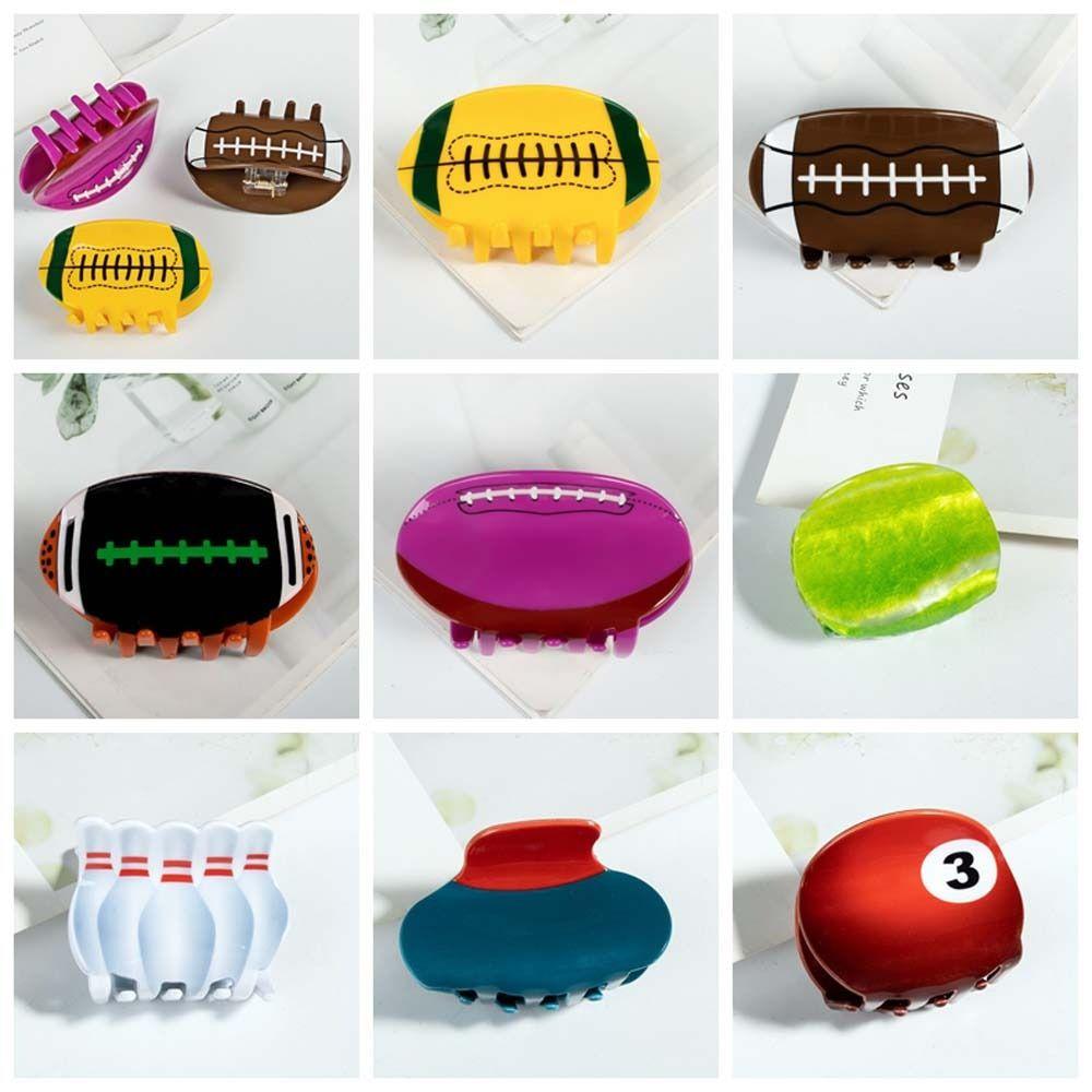

Tennis Rugby Hair Claw Bowling Football Hair Clip Creative Acrylic Shark Clip Daily