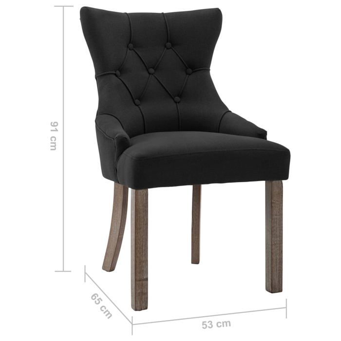 Chaises de salle à manger - VIDAXL - Noir Tissu - Bois massif - Design contemporain - Lot de 2