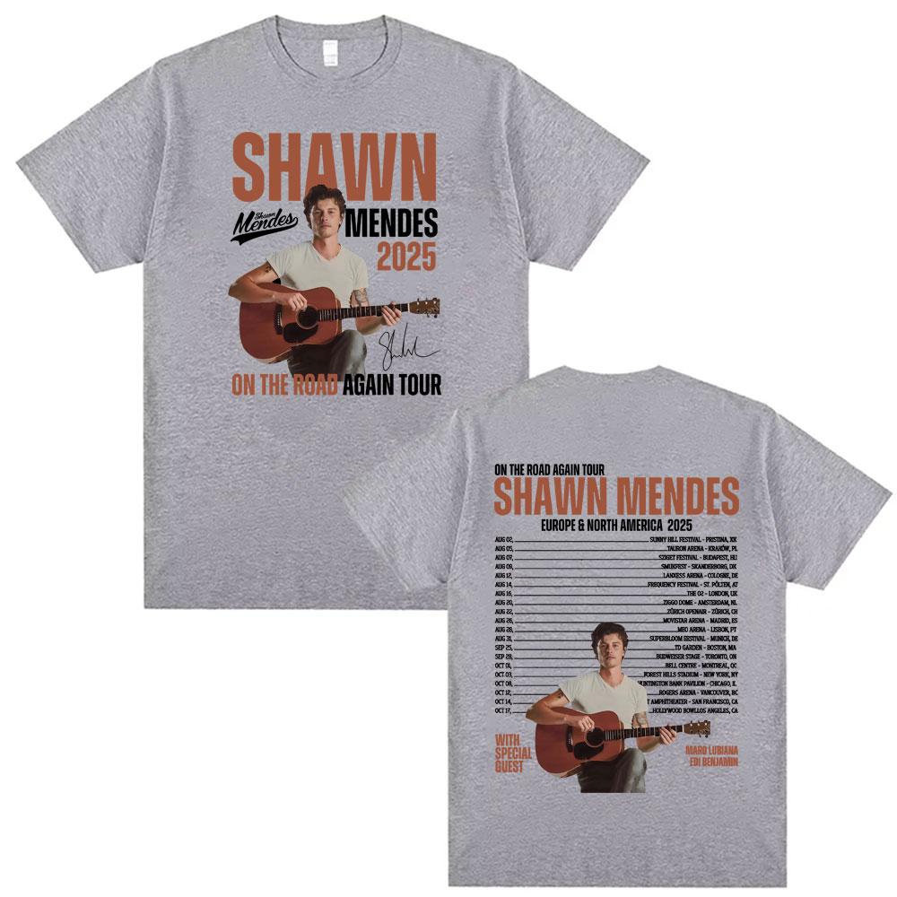 Singer Shawn Unisexdes On The Road Again Tour 2025 Print T Shirts Unisexs Women Hip Hop T Shirt 100 Cotton ONeck Tshirt Streetwear
