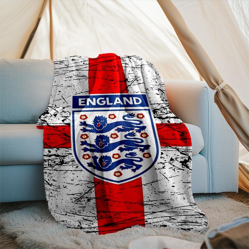 1PC England Football Crest Printed Soft Flannel Blanket Throw for Adult Bedroom Living Room Sofa Camping Travel Fan gifts Christmas Gifts