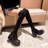Winter New Large-size Korean Version Fashion Suede Knee-length Boots Women's Thick-soled High-length Skinny Boots Plush