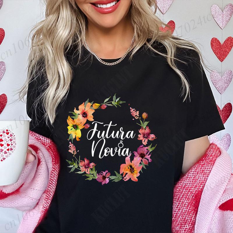 Team Bride Y2k Tops Spanish Women Bachelorette Party Tee Shirt  Future Bride Casual Short Sleeved Bridal Shower Wedding T-shirt
