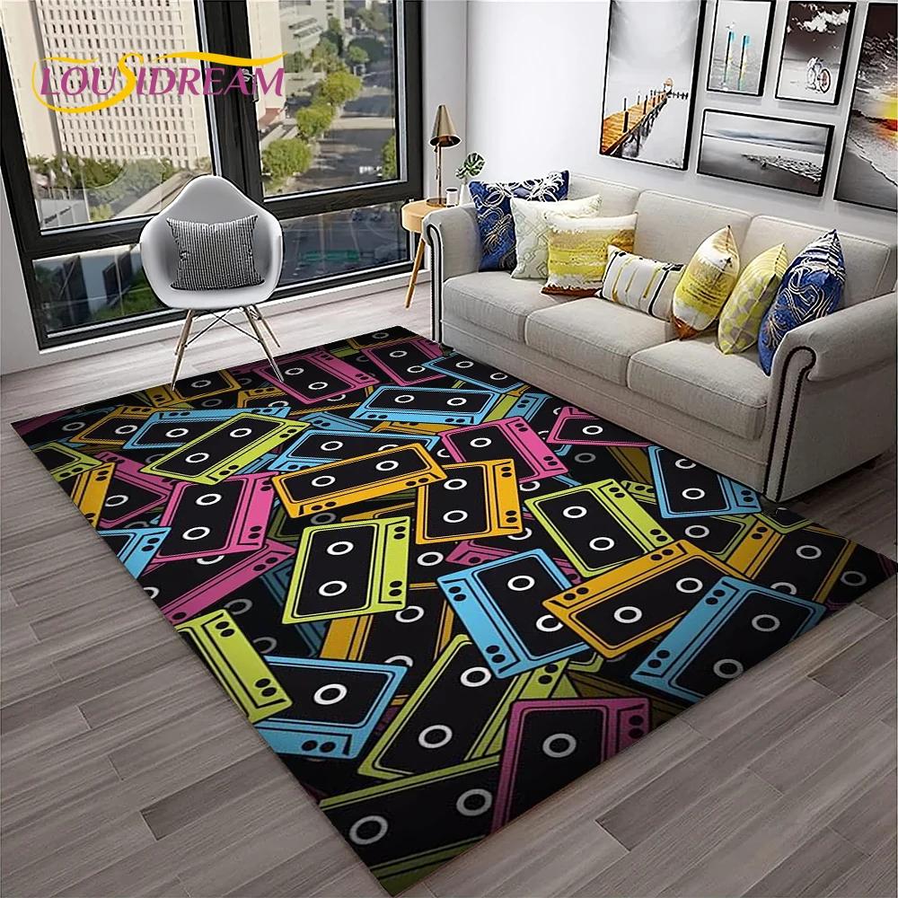 

Ретро музыкальная кассета с рисунком 3D ковер ковер для дома Гостиная Спальня Диван Коврик Декор, детский коврик Нескользящий напольный коврик 40x60cm