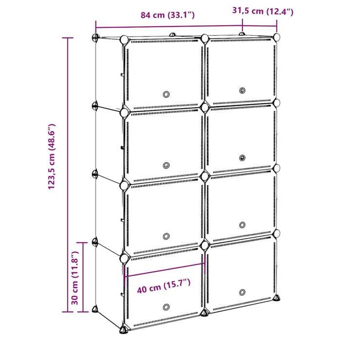 VidaXL Storage Cubes 8 Pcs with Doors Black PP, Storage Cube, Cube Storage Organizer, Shelf At 4019579