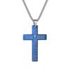 Collana con Croce di Gesù Cristiana per Uomo Donna Catene in Acciaio Inossidabile Choker Religione Ciondoli Blu Gioielli Regali per Preghiera Battesimo
