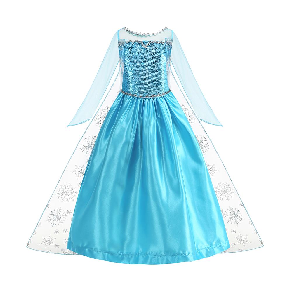 Vestidos Snow Queen Princess Dress Girls Costume Halloween Kids Role-play Carnival Children Birthday Party Dress