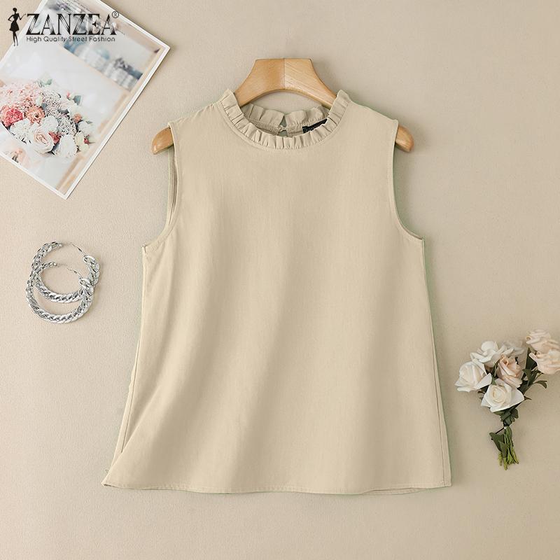 ZANZEA Women Summer O-neck Casual Sleeveless Tank Tops