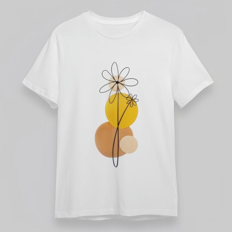 

Women s Oversize Classic T-Shirt Earth Tone Circular Floral Artwork Cotton Tee 4XL