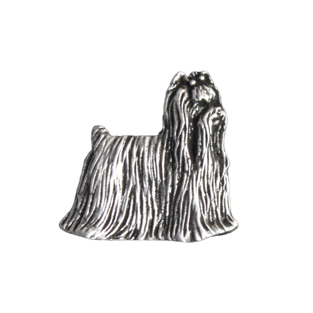 Yorkshire Terrier, Yorkie  - Silver-plated dog brooch, elegant pin, jacket lapel decoration by Art-Dog brand
