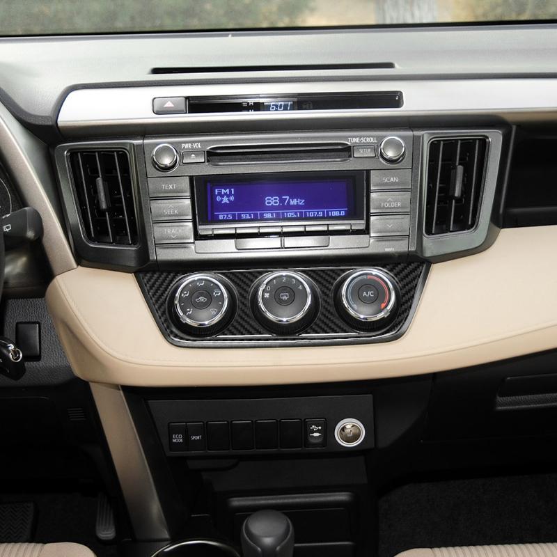 Black For Toyota RAV4 2013-2015 Car Interior Button Panel Decoration Protection Carbon Fiber Sticker Auto Styling Accessories