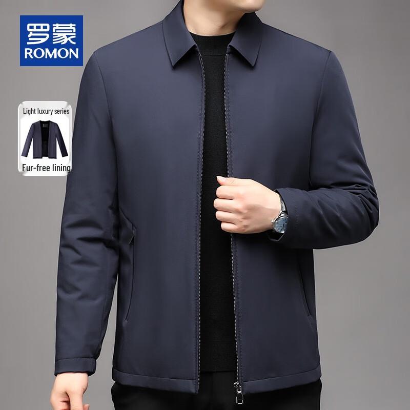 ROMON Men's Detachable Rabbit Fur Lined Winter Executive Jacket