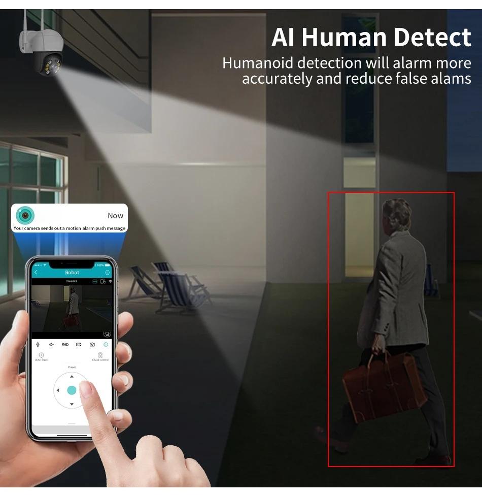 5x 4K Smart Wifi PTZ Camera Digital Zoom AI Human Detection Wireless CCTV IP Camera Security Protection