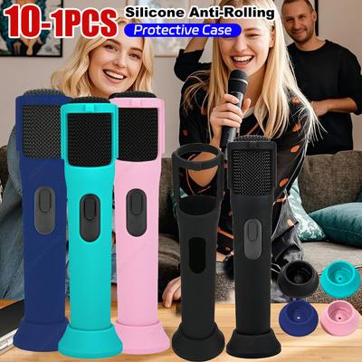 1-10pcs Silicone Protective Case for JBL PartyBox Wireless Microphone Case Anti-Rolling Mic Sleeves Microphone Stand Non-slip Co