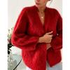 Cardigan in Maglia da Donna S Scollo a V Vestibilità Larga Maglione Color Block