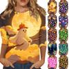 Womens Casual Halloween Print Round Neck Three Quarter Sleeve Top Lightweight Soft Fabric Pullover Shirt for Everyday Wear