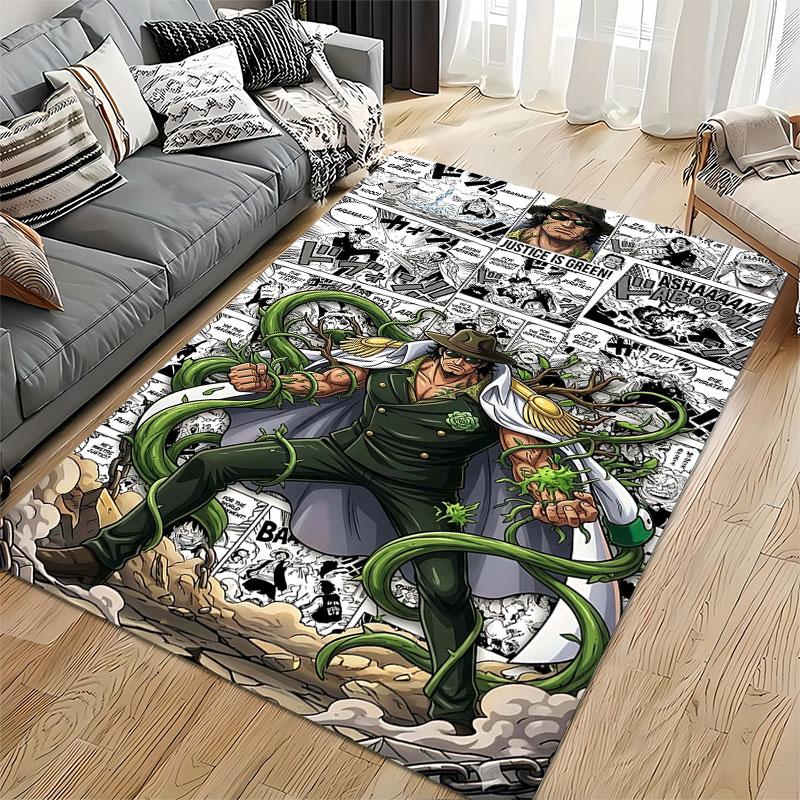 "Green Character Manga Design" suitable as a non-slip mat for the living room or bedroom sofa