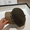 Spring And Autumn Small Fragrant Wind Coarse Tweed Light Luxury Rhinestone Strip Octagonal Hat European Old Money Wind High Quality Duck Tongue Beret